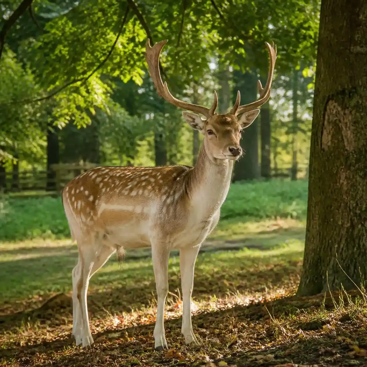 Fallow deer in the Wilderness enclosure at Greenwich Park, London, reintroduced in spring 2025 after the park's restoration