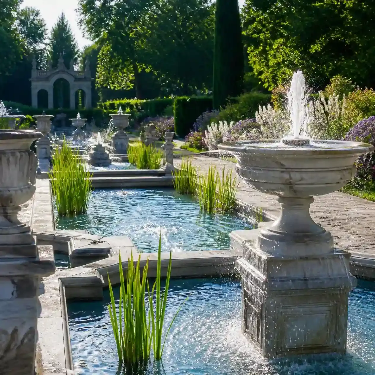 Italian Gardens fountains near Lancaster Gate in Kensington Gardens, a short walk from Kensington Palace
