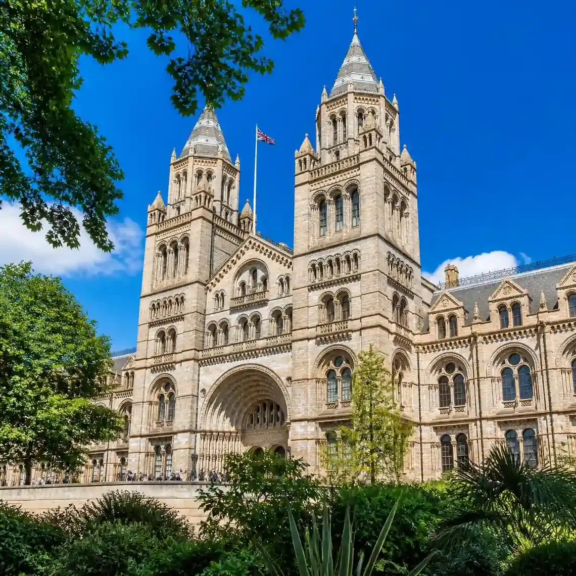 The Natural History Museum's Romanesque facade in South Kensington, a leafy base among the best neighbourhoods in London for tourists