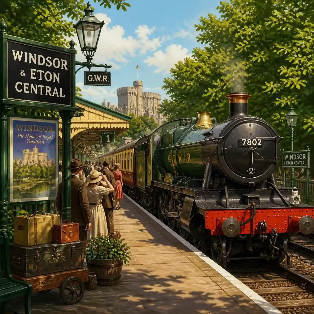 A Great Western Railway train arriving at Windsor and Eton Central station, minutes from the castle gates
