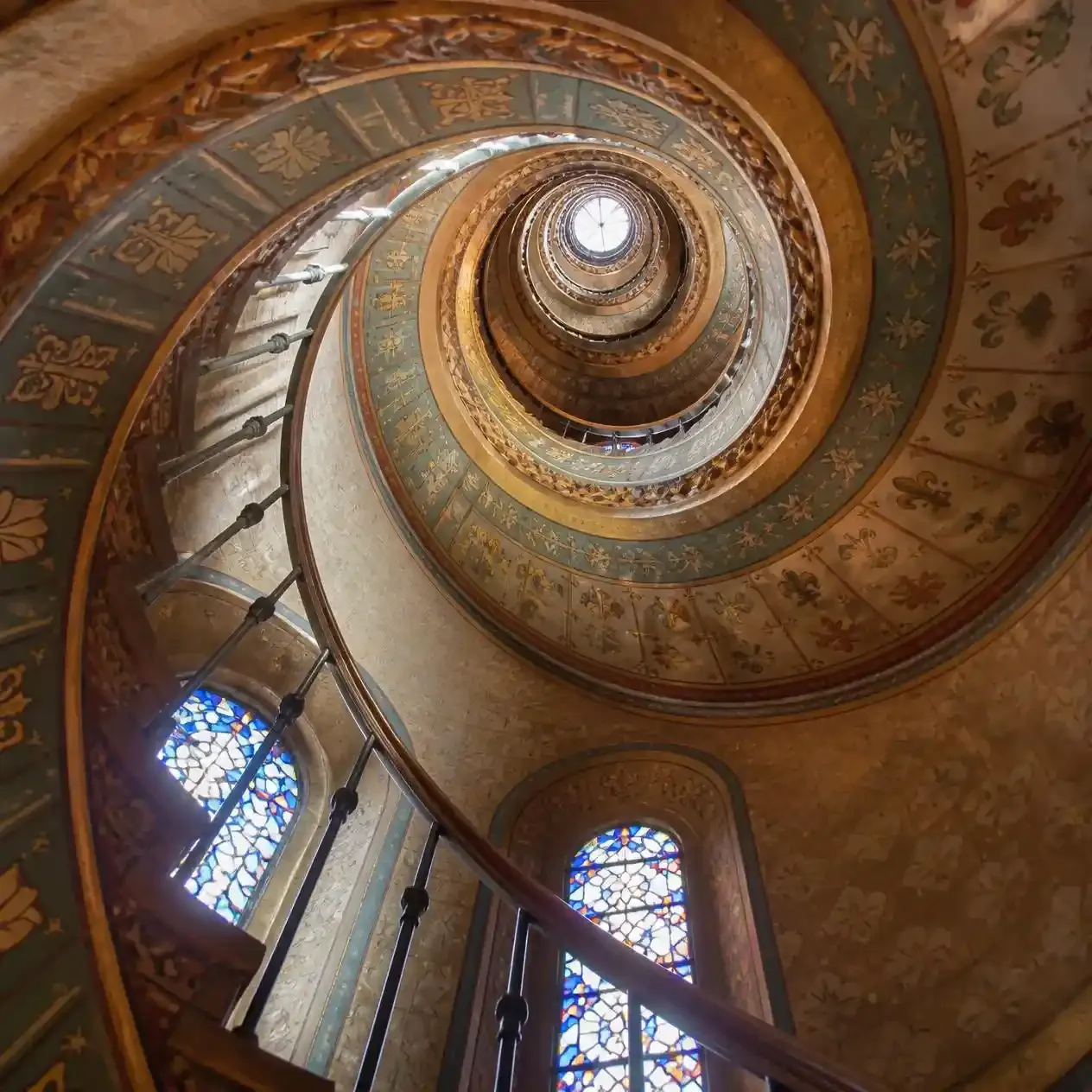 The Geometric Staircase spiralling up the south west tower of St Paul's Cathedral, seen on the Treasures tour