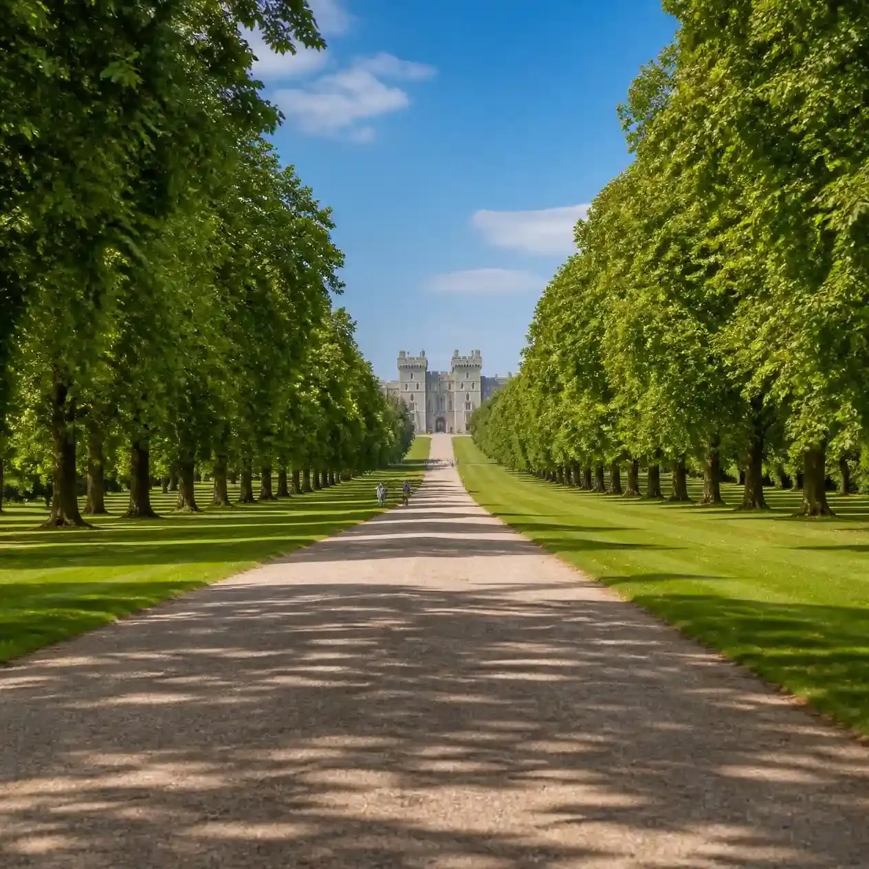 The Long Walk avenue leading to Windsor Castle, the classic view for a day trip to Windsor from London